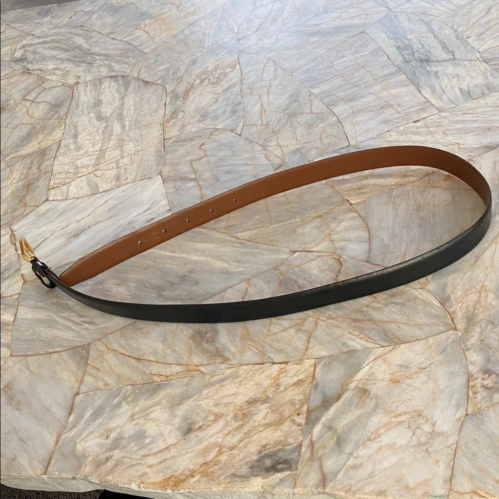 Christian Dior‎ Mens Black Leather Gold Buckle Dress Belt 3z 32 80 Made in Spain